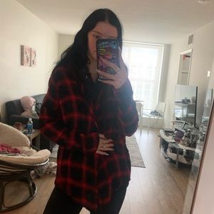 Fashion nova red plaid cardigan